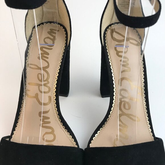 Sam Edelman Black Suede Open Toe Block Heel Sandals Size 9M - Picture 8 of 12